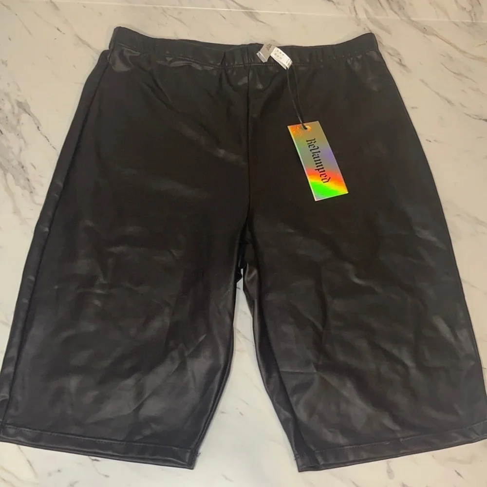 Faux Leather Biker Shorts - Black - Size Small - Picture 2 of 5